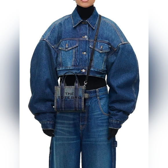 NWT Marc Jacobs The Denim Printed Leather Crossbody Tote Bag - Picture 3 of 11